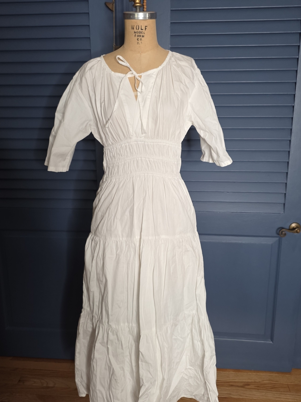 NWT Lusana White Tori Poplin Maxi Dress - Size 8